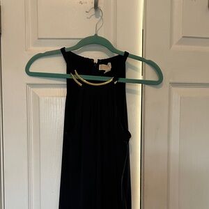 Michael Kors Navy Blue Sleeveless Dress with Gold Neck Accent